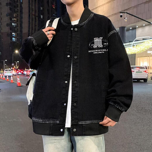 
GTYUWVG2025 American high street tie-dye handsome baseball uniform men's denim jacket Spring new couple trendy jacket 695 beige 4XL 180-200Jin [Jin equals 0.5 kg] can be worn