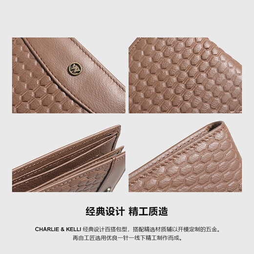 Charlie / Kelli Marque Luxury Luxury CK portefeuille Men pour hommes Polka Classic Wallet Coin Wallet Carte Bag Gift For Boyfriend Brown [Cadeau pratique pour la Saint-Valentin chinois]