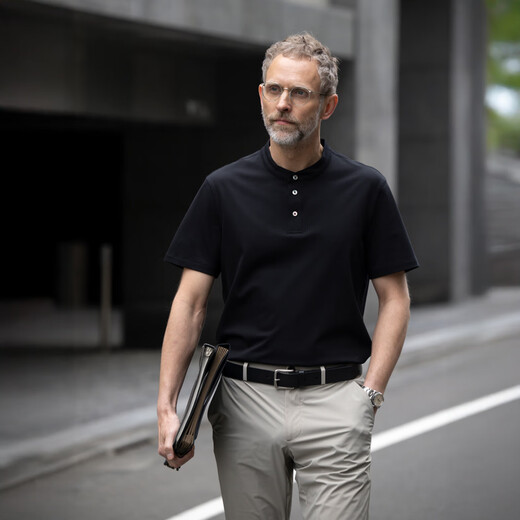 Pflege des Lords 丨 Sonic 丨 Summer Herren kurzärmelig Henry Neck Polo Shirt Business T-Shirt 098601 Jungle Green L.