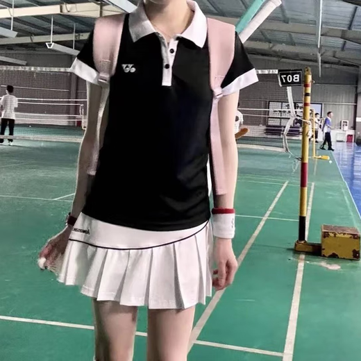新款女款速干羽毛球服套装夏季运动兵乒网球短袖上衣小飞袖团购 款式一：黑色小飞袖上衣 L (100-斤左右）