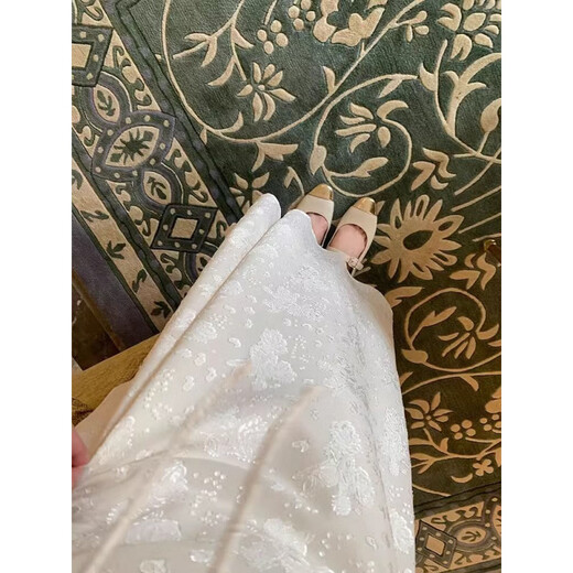 Hao'e French Tea Break weißes Kleid für Frauen Jacquard 2025 Sommer kleiner und sanfter Märchenstil Langrock Aprikosenfarbe (mit Auskleidung) m