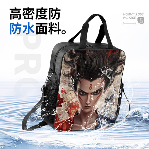 Chengliu Cool Cartoon Canvas Легкая сумка для обучения для учеников средней школы Nezha та же самая большая сумочка для царапины для детей может быть наклонена на схеме высокой узоры, водонепроницаемой и грязной двойной тренировки D15786.