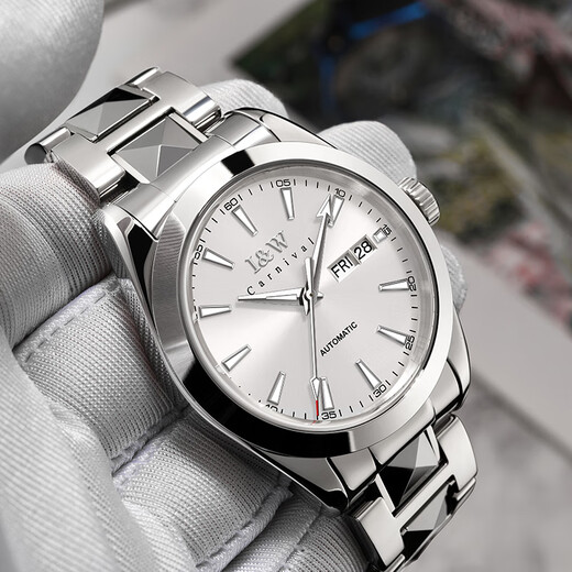 Aiwochi schweizerische Marke IW Watch Herren Vollautomatische mechanische Uhr importierte Bewegung Luminous Water of Herren Uhrengeschenk für Freund [importierte Bewegung] 829 Wolfram Steel Silber Weiß