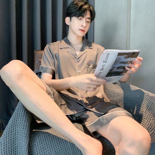莫代尔2025年新款夏季冰.丝短袖睡衣男士夏天薄款青年男款学生休闲家居 (BBA)冰丝 男G829 L (建议身高170左右，体重100-