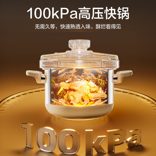 SUPOR pressure cooker 304 stainless steel thickened explosion-proof household large-capacity double-ear pressure cooker gas stove induction cooker universal pressure cooker anti-burning black with heat transfer plate 22cm 5L