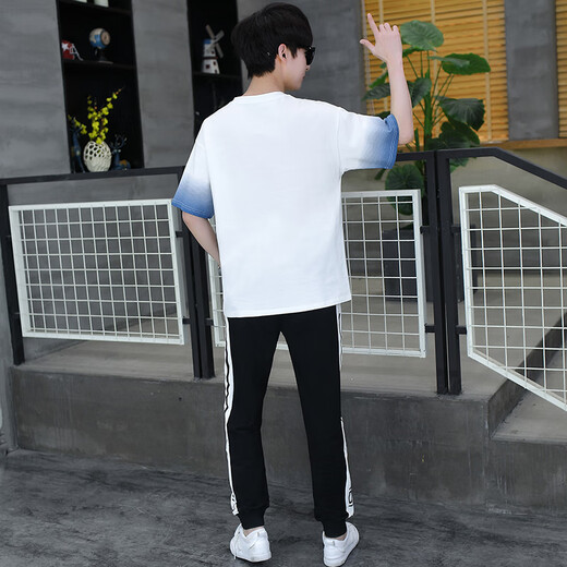 Qiao Yumeng Summer Boy Sweatshirt à manches courtes T-shirt T-shirt T-shirt T-shirt 15 Je Junior School Sleep 14 Sports Sport Grey Suit 9226 (pantalon à manches courtes + 0,5 kg]) M (recommandé 78-95 Jin [Jin est égal à 0,5 kg]))