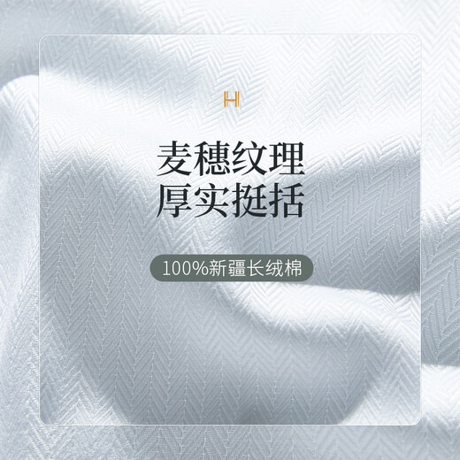 Hanny (HANY) French shirt men's long-sleeved wedding business men's suit French sleeve cuff links suit cuffs pure cotton no-iron white shirt Britton pure white [sharp collar-wheat ear pattern] 38