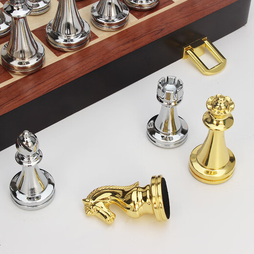 
Export folding metal chess smart chess box chess pieces magnetic chess metal gold 6630/39*39cm*3.5 (Wang Gao 7.6cm)