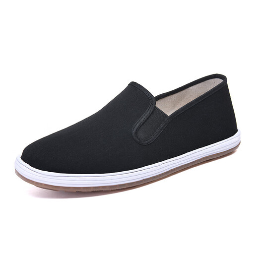 Viejos zapatos de tela de Beijing cómodos y transpirables zapatos de hombres suaves para hombres casuales livianos y versátiles auténticos telas hechas a mano pura noche oscura d-2 42 (260 mm) [simple y generoso]