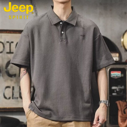 Jeep (Jeep) Мужская черная рубашка для летней мужской одежды мужская мужская футболка для мужчин 2025 Новая американская лучшая летняя футболка G691 Black + Grey M [Предлагается 90-110JIN [JIN равно 0,5 кг]]]