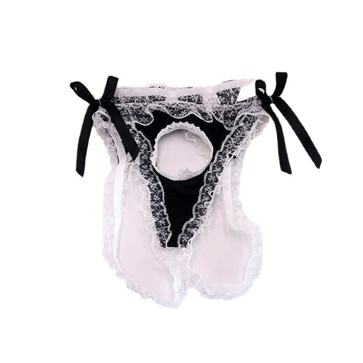 Lace transvestite cross-dressing men's jj hole underwear, no need to take off in bed, rear opening women's thong, watermelon red jj hole style