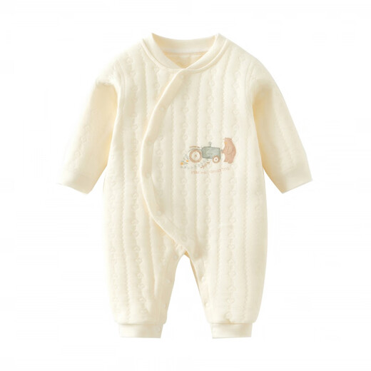 KELIXIONG baby jumpsuit autumn and winter pure cotton warm newborn clothes quilted men's and women's baby romper pajamas autumn rich orange 90cm