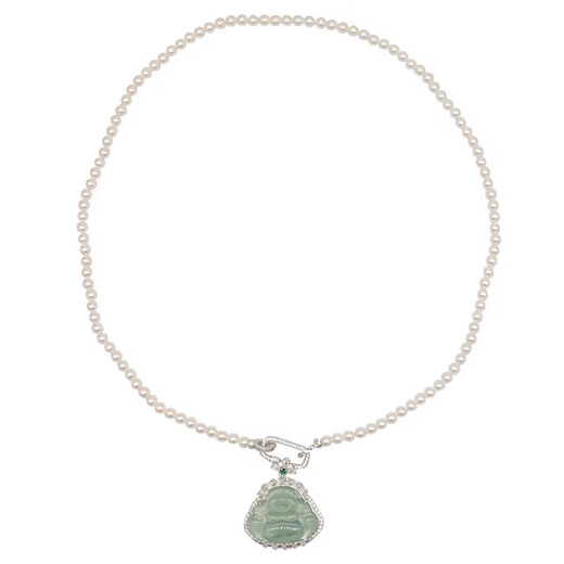 DR-FLVVS Pearl Pendant 18k Gold Plated Paperclip Buckle Necklace New Chinese Jadeite Pendant Silver Universal Chain