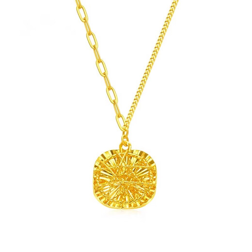 OeinOEIN gold sparkling small sugar cube necklace 999 pure gold sweet brushed pendant as a holiday gift for your girlfriend 0.8g small sugar cube necklace