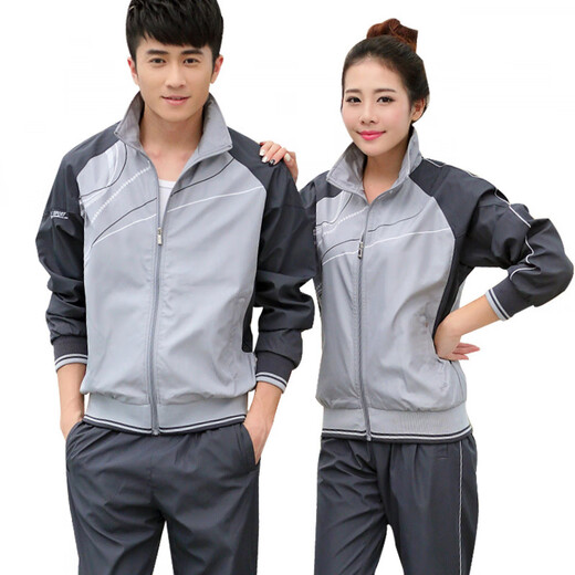 
FHHUABD normal shipping sportswear suits for men and women, middle-aged and young people, spring and autumn long-sleeved student couple casual running suit group purchase 686 red 3XL women