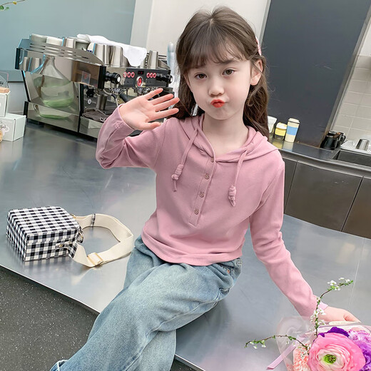 Mädchen der Mädchen Sweatshirt Herbst 2025 Neue modische Kinderkleidung modische Internet-Promi Koreanische Version Frühling und Herbst Casual Kapuze-Top TNZ-2758 [Pink] 140