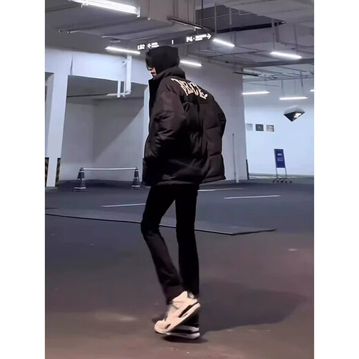 
Digada black willow scimitar jeans men's spring and autumn summer style handsome elastic American high street straight-flare pants DFFS-701 black L