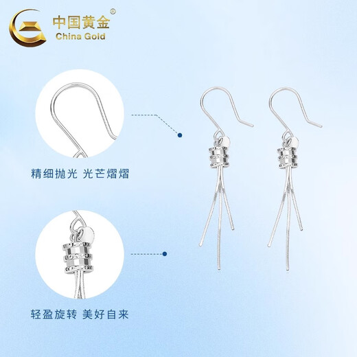 CHINA GOLD PT950 platinum small waist tassel earrings for women platinum Valentine's Day birthday gift for girlfriend and wife PT950 platinum small waist tassel earrings about 3.4g