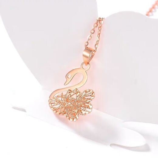 Puli 18K gold pendant rose gold hollow swan clavicle chain 18K gold yellow color gold necklace set chain necklace for girlfriend 18K yellow swan set chain