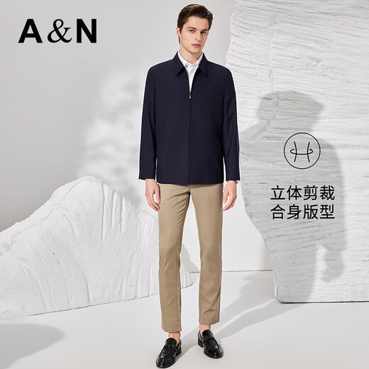 安东尼奥【100%高支精纺羊毛】细腻纯色翻领高端休闲外套男挺括商务夹克
