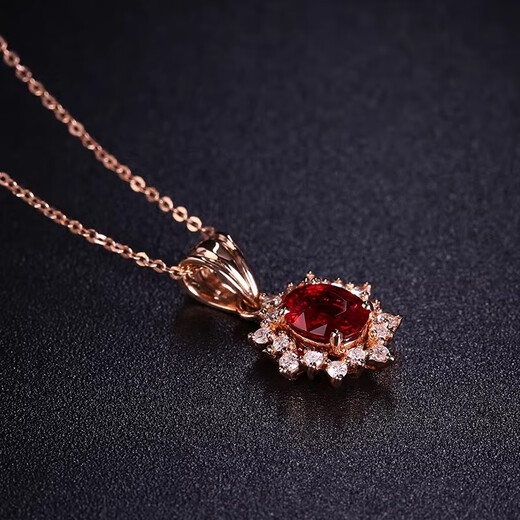 Orenchi Necklace for Women Natural Ruby 18K Gold Diamond Pendant Luxury Jewelry Wedding Anniversary Birthday Gift for Wife Snowflake Ruby Necklace (Main Stone Approximately 0.8ct)
