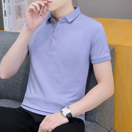 七匹狼男装2025新款短袖t恤男士翻领polo衫青年休闲帅气半袖带领上衣服 黑色 QY679 M