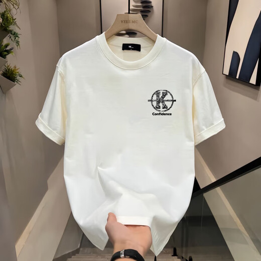 GTYUWVG Hong Kong style short-sleeved men 2025 summer loose cotton T-shirt for boys new fashion brand trendy men couple half-sleeved V753 black XL
