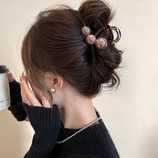 JiaoxueFei Perle Medium Grab Clip Haarhai Clip Haarnadel Rückenkopf neuer Stil High-End-Sinn Clip Kopfschmuck Haarkarte Frauenschild