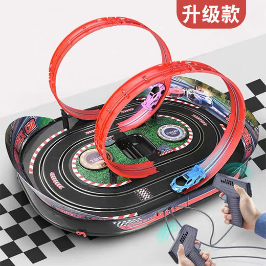 Jingsen children's double remote control track racing toy boy set large track electric four-wheel drive birthday gift track racing 7.2 meters electric remote control 2 cars 10 electric brushes