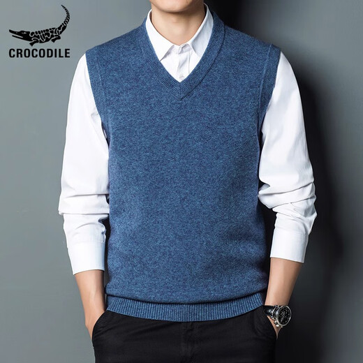 Crocodile crocodile shirt brand sweater vest men plaid sweater sleeveless top slim spring and autumn fur vest men vest 9902 gray one size 165