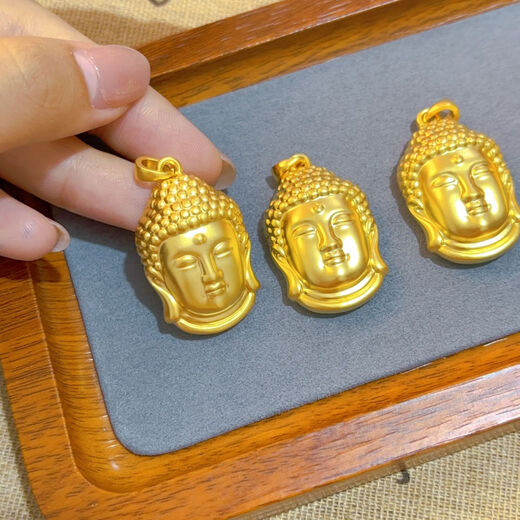 Ya Ge Vietnamese sand gold Buddha head pendant necklace for men and women imitation gold solid Buddha head real name Buddha pendant does not fade high quality Buddha head pendant + box chain