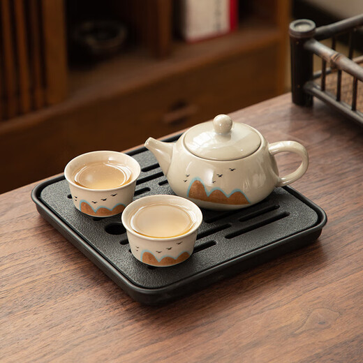 Kung Fu tea set small tea tray set for home hotel room dormitory small dry bubble tray ceramic teapot tea cup Yuanshan Xishi pot tea set