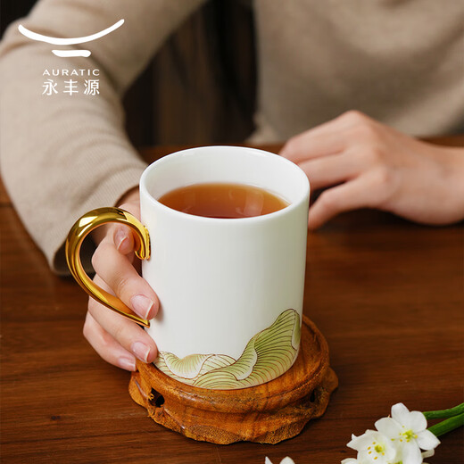 Auratic National Porcelain Yongfengyuan Madam Porcelain Magnolia 350ml Chinese Tea Cup Mug Gift Box Packaging