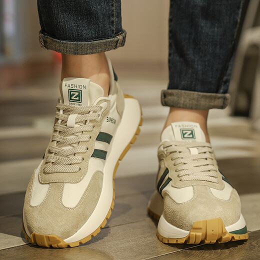 
Light luxury men's shoes 2025 spring and summer new breathable wear-resistant sports shoes for men's dad shoes heightened casual shoes for men 6629 meters green [mesh]-high-end men's shoes 41