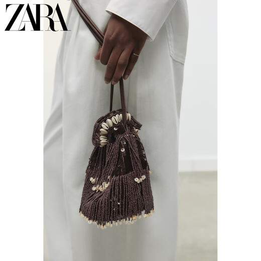 
zara2025 spring new product women's bag shell decoration gloss mini one-shoulder handbag 6548510721 official flagship light beige