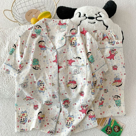 夏季短袖睡衣女薄款开衫三件套家居服新款可外穿卡通学生少女套装 9911浅杏蛋糕KT猫三件套 L