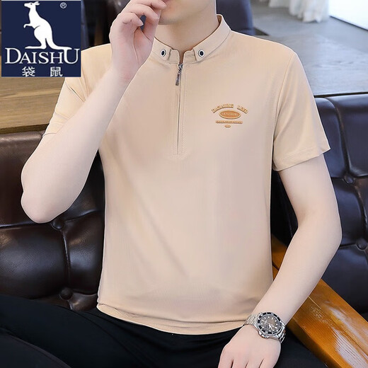 
Kangaroo (DAISHU) ice silk polo shirt short-sleeved men's summer thin half-sleeved Korean style trendy loose casual lapel half-zipper T-shirt 9922 white 4XL (about 170~185 Jin [Jin equals 0.5 kg] wearable)