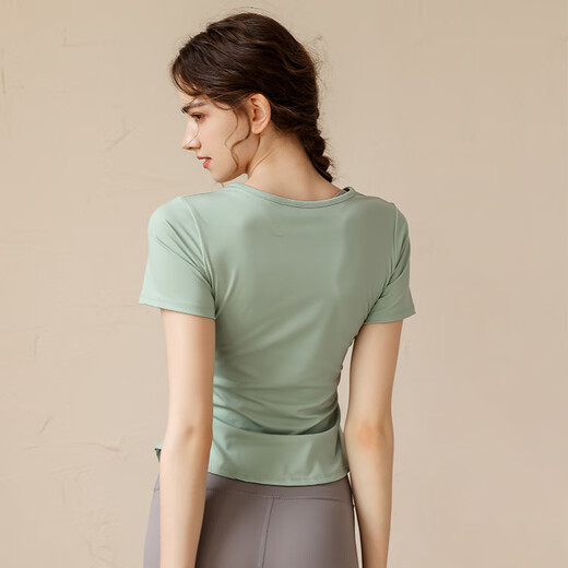 TUTORGOOSE yoga wear with chest pad for women summer Pilates training fitness tops high-end sports running suit short-sleeved T-shirt Taro purple without chest pad L Recommended 110-125 Jin Jin equals 0.5 kg