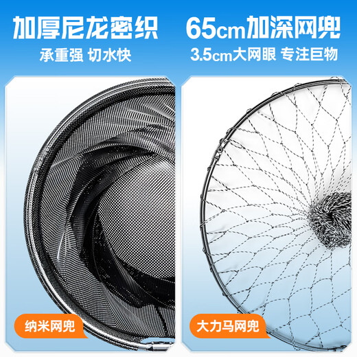 BENNUO net copying rod set combination complete set of fishing net fishing net bag stainless steel telescopic pole fishing folding net copying head thickened and reinforced hardened net copying pole + deepening net head 1.8m