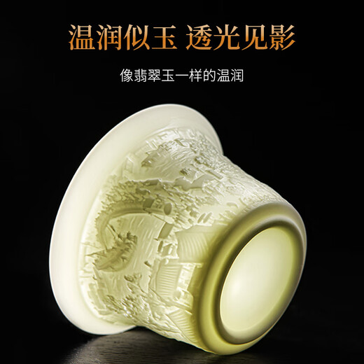 Original and white porcelain tea set gift box for home light luxury embossed tea cover bowl tea cup complete set holiday business gift