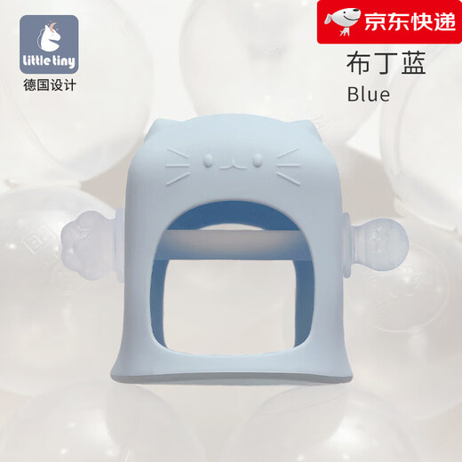 Little Tiny Teether Silicone Baby Teething Stick Baby Teething Stick No Dust Sticky Newborn Anti-Eating Hands Pudding Blue