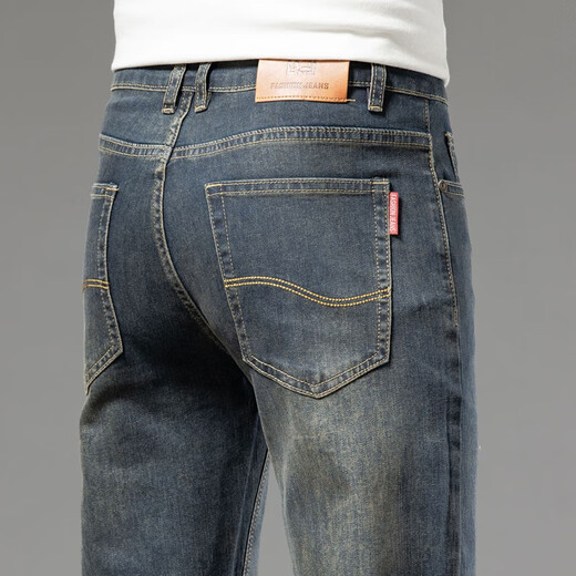 Septwolves high-end retro jeans men's summer season 2025 new men's straight loose stretch trousers 9921 cement grey (summer) thin 28