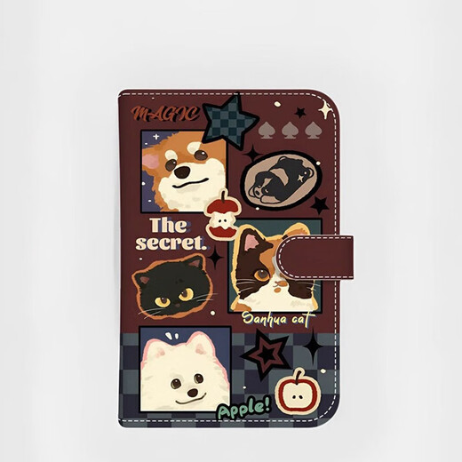 
Yunshun Passport Clip Certificate Pack Protection Case Multi-function Card Pack Travel Portable Clip Card Package Storage Air Ticket Driver's License Multi-function Card Package [Secret Cat and Dog]