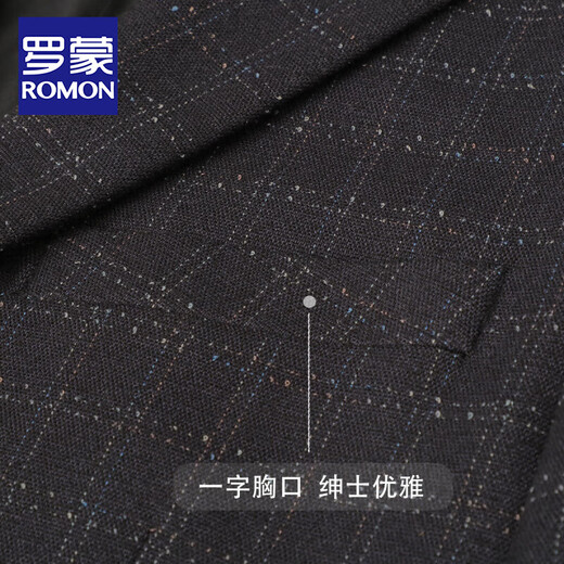
ROMON (ROMON) suit jacket for men's business professional formal wear casual single 2025 slim and versatile black suit top for men's trendy black plaid XL