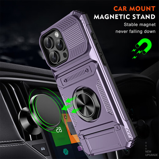 Cool hidden card case suitable for iPhone16ProMax mobile phone case with ring bracket Apple 15 built-in card bag integrated 14plus 13 car magnetic suction 11 change Rose gold hidden card bag + ring bracket + car magnetic suction 2 cards iPhone 16 pro