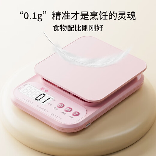 Goheng Kitchen Scale Electronic Scale Accurate High-Precision Food Jewelry Scale Baking Weighing Gram Scale Food Scale Pink 10kg/1g Rechargeable Model