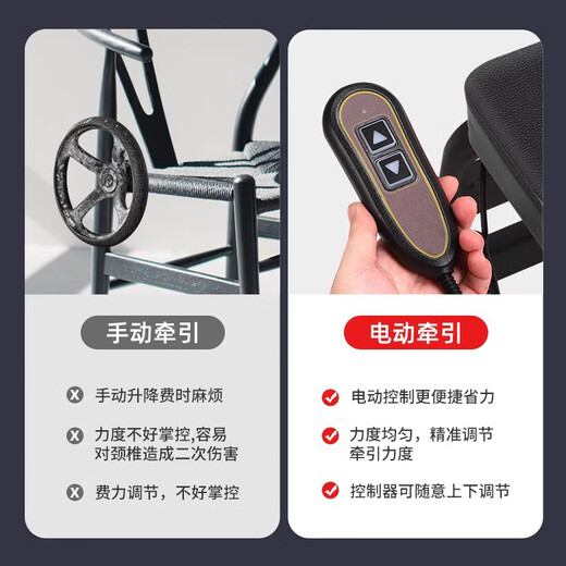 Pepebear Dispositivo de tracción cervical eléctrica Silla de tracción cervical de hogar Dispositivo de tracción cervical colgante El corrector de vértebra cervical se puede invertir un motor eléctrico/silencioso + dispositivo calmante lumbar para ancianos