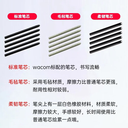 WACOM笔芯数位板CTL672 472 6100 671影拓651 660手绘...  0x0cm 原装二代标准笔芯10支装 送换笔
