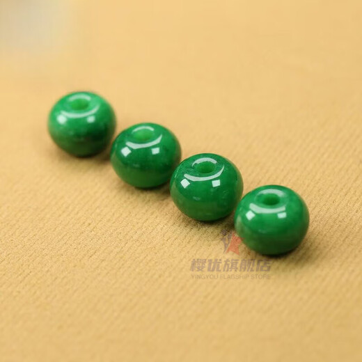 Yingyou natural dry green jadeite 16*11mm hole 4mm positive green passepartout bracelet necklace pendant diy accessories Y178 passepartout one price-Y178