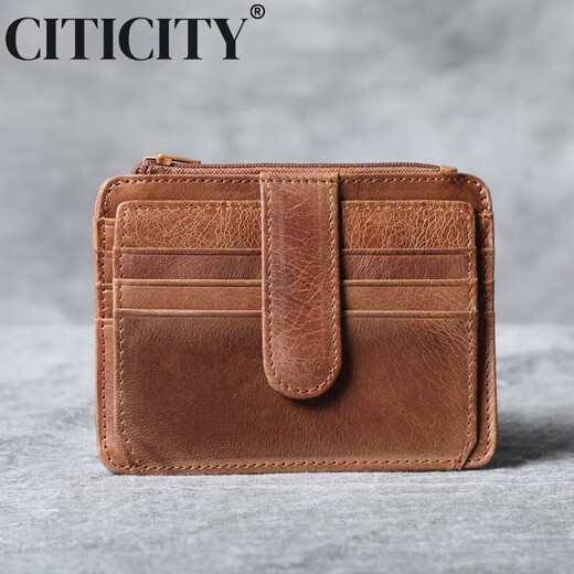Citicity Light Luxury Brand Bag Men's Bag Card Bag de alta gama Tarra retro Top Capeta Retro Caquera Licencia de conducir Bolsa de billetera de múltiples tarjetas Café profundo
